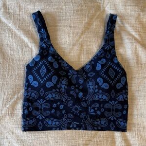 Aerie Offline Bandana Print Blue long line sports bra small